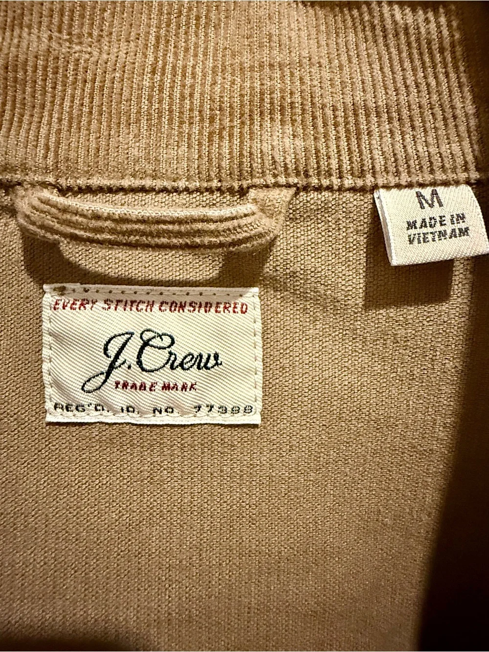 J. Crew Men's Tan Corduroy Bomber Jacket